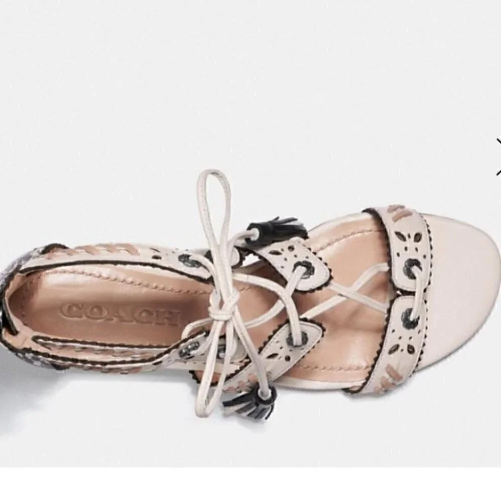 New Coach VIA DEMI WEDGE SANDAL G3744 leather